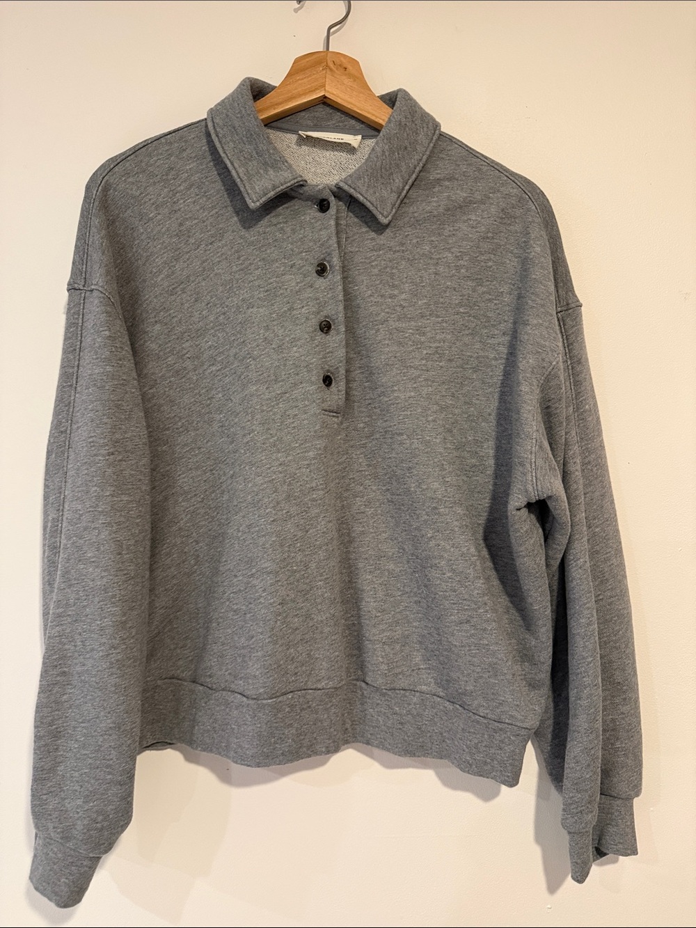 Everlane Heather Gray Button-Front Polo Sweatshirt - Size Women’s Medium